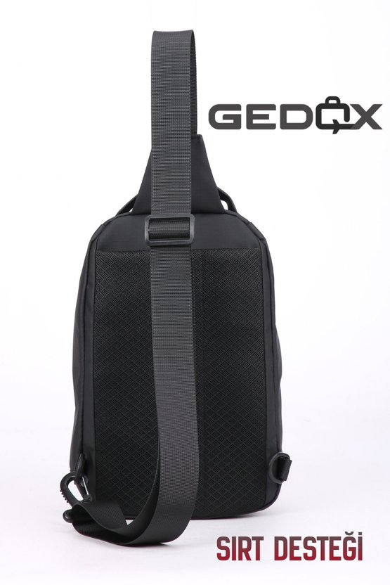 Siyah Su Geçirmez 3 Bölmeli Çapraz Sırt Çantası Tek Omuz Göğüs Çantası Bodybag GDX2102
