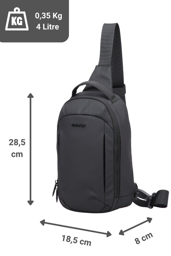 Siyah Su Geçirmez 3 Bölmeli Çapraz Sırt Çantası Tek Omuz Göğüs Çantası Bodybag GDX2102