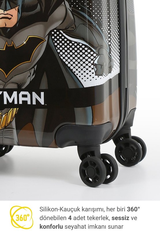 Kids Batman Lisanslı Siyah Çocuk Valizi | Darbeye Dayanıklı