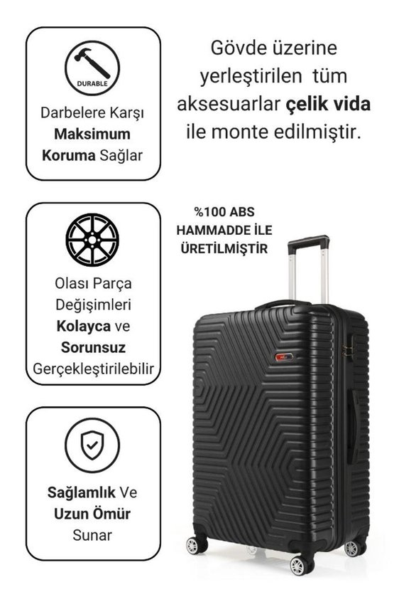 Abs Orta Ve Büyük Boy Siyah 2li Valiz Seti 600.01-B