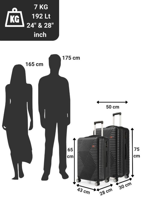 Abs Orta Ve Büyük Boy Siyah 2li Valiz Seti 600.01-B