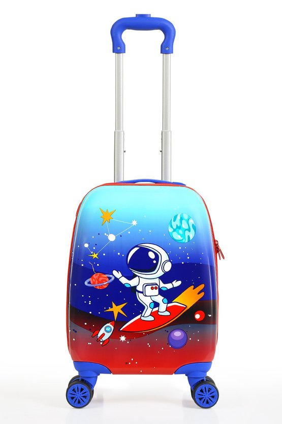 Kids Mavi Kırmızı Astronot Desenli Erkek Çocuk Valizi 151