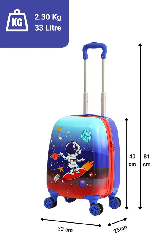 Kids Mavi Kırmızı Astronot Desenli Erkek Çocuk Valizi 151