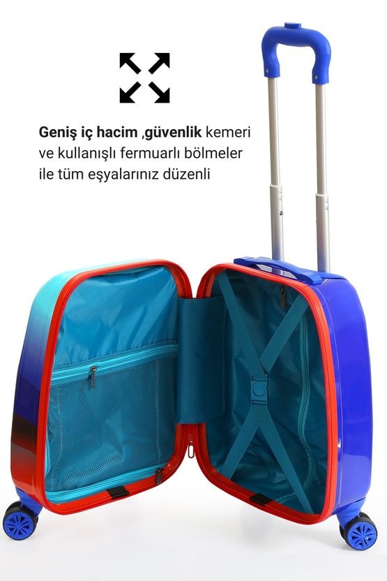 Kids Mavi Kırmızı Astronot Desenli Erkek Çocuk Valizi 151
