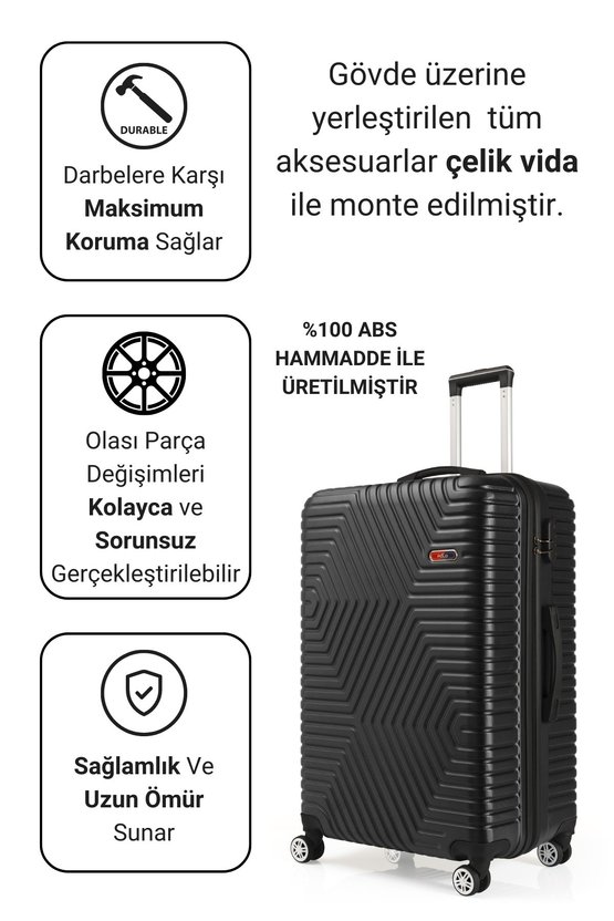 Abs Siyah Büyük Boy Valiz 600.01-B