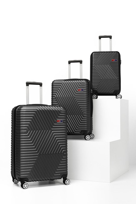 Abs 3lü Siyah Lüx Valiz Seyahat Seti 600.01-set