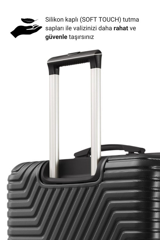 Abs 3lü Siyah Lüx Valiz Seyahat Seti 600.01-set