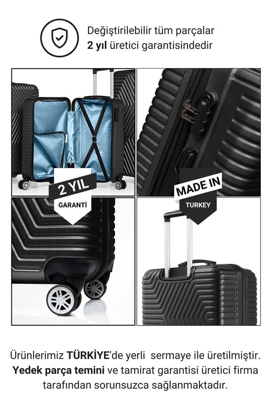 Abs 3lü Siyah Lüx Valiz Seyahat Seti 600.01-set