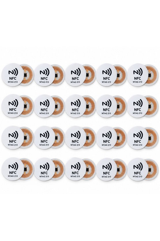 NTAG213 NFC KODLANABİLİR KİLİTSİZ YAPIŞKANLI 25MM AKILLI ETİKET 20 ADET