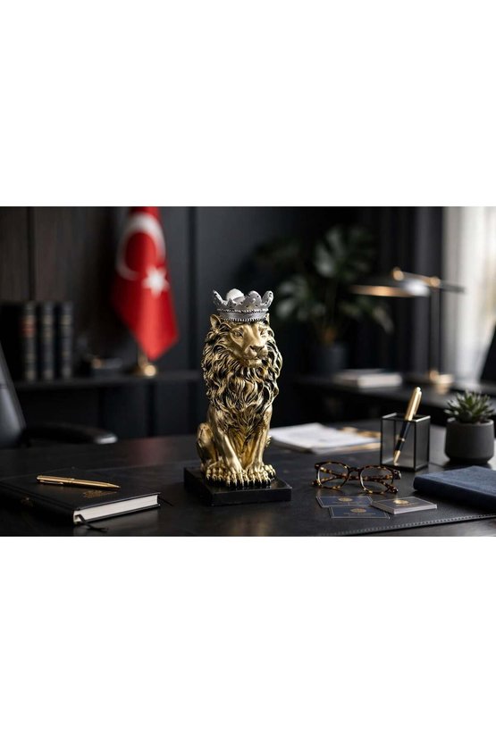 Aslan Kral Büst Biblo Heykel Dekoratif Obje,Boyalı Büst Aslan Heykeli
