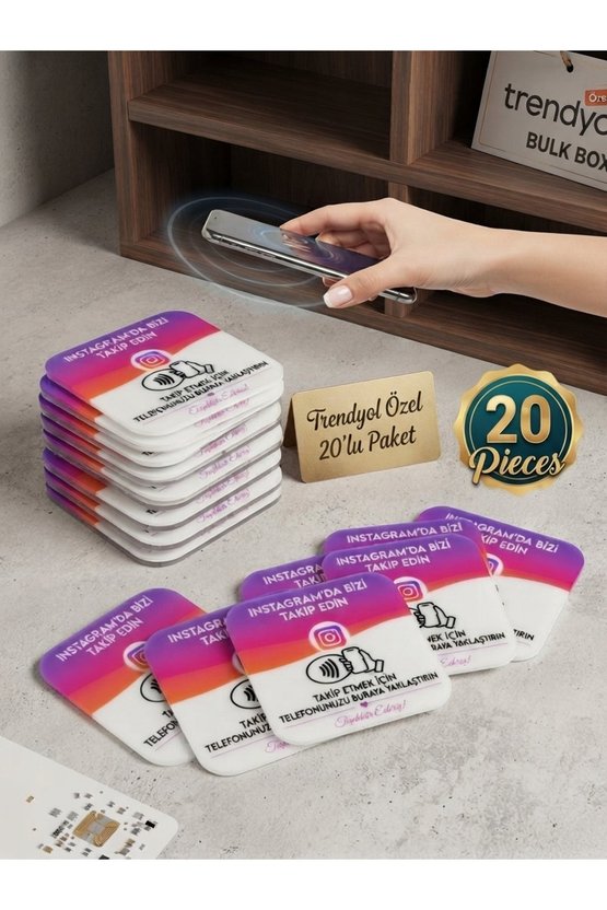 NFC İnstagram Takip Kartı (20 adetli set)