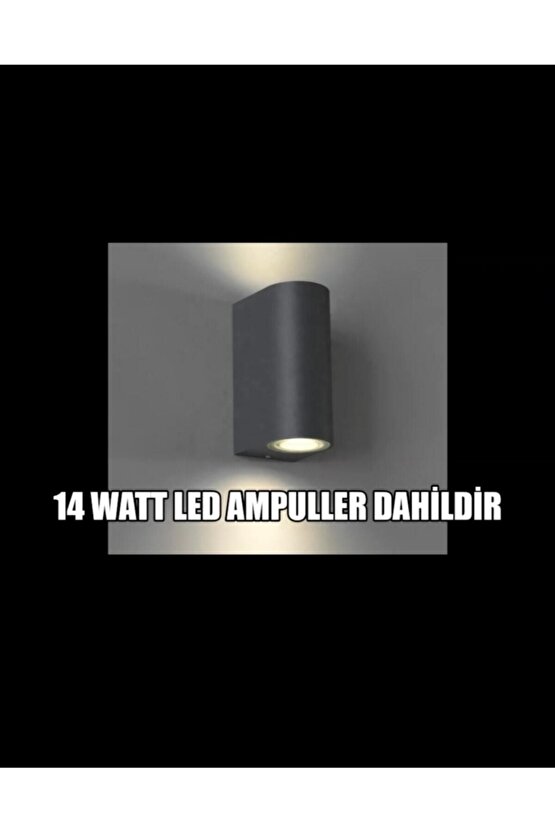 Sekizgenled Toptan 10 Adet Çift Yönlü Aplik Antrasit Kasa 14 Watt Led Ampuller Dahildir