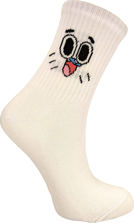 Unisex 3lü Renkli Desenli Tenis Kolej Spor Çorap