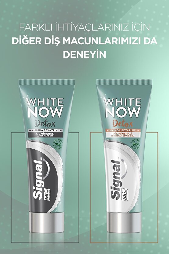 Diş Macunu White Now Detox Anında Beyazlık Kil Minerali Aktif Karbon 75 ml