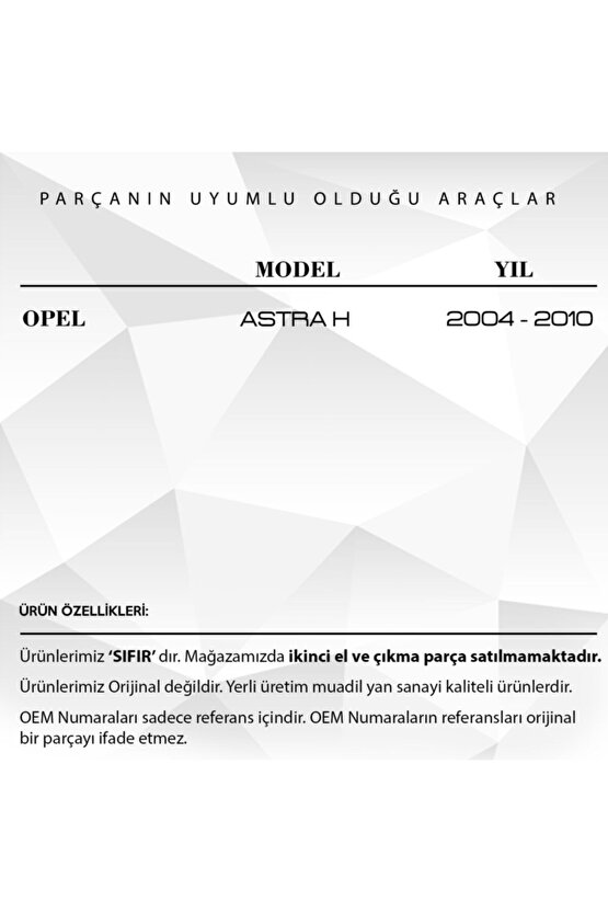 Opel Astra H Için Bagaj Açma Düğmesi