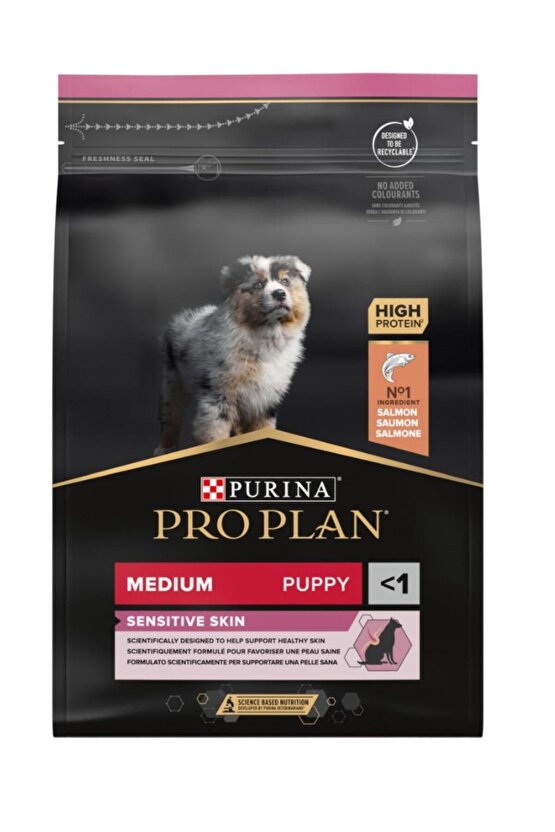 Medium Puppy Sensitive Skin Somonlu Orta Irk Yavru Köpek Maması 12 Kg