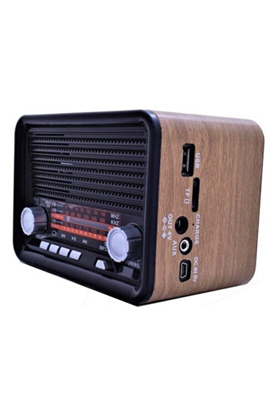 Nostalji Radyo Şarjlı Fm Radyo Bluetooth Hoparlör Usb Aux Ns-1537bt