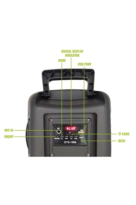 Mikrofonlu Bluetooth Hoparlör Toplantı Parti Eğlence Led Işıklı Sd Kart Fm Usb Girişli Speaker