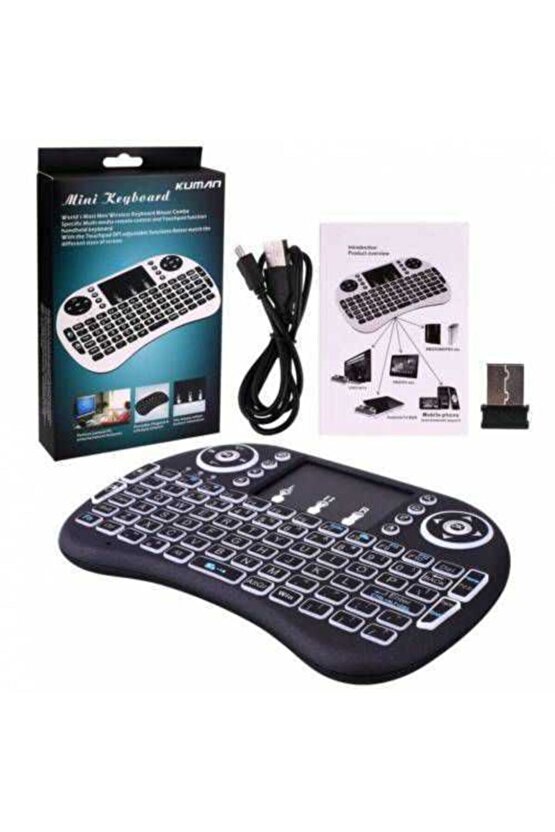 Işıklı Mini Klavye Mouse Smart Tv Box Pc Şarjlı Pg-8035