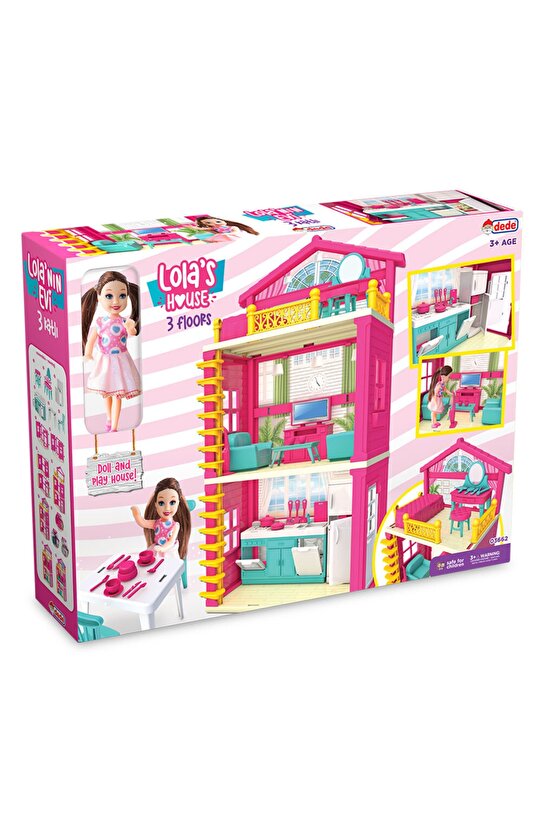 Lolanın 3 Katlı Evi - Ev Oyuncak - Lolanın 3 Katlı Ev Seti - Barbie Ev Seti