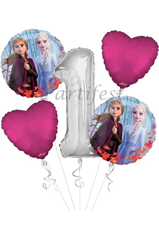 Frozen 1 Yaş Balon Set Elsa Balon Folyo Balon Set Konsept Karlar Ülkesi Doğum Günü Set Yaş Balon