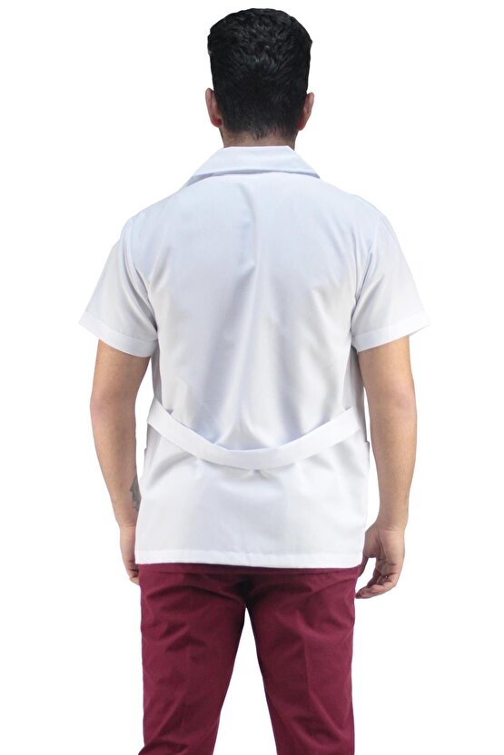 Doktor Önlüğü Iş Ceketi Kısa Kollu Erkek Model Beyaz