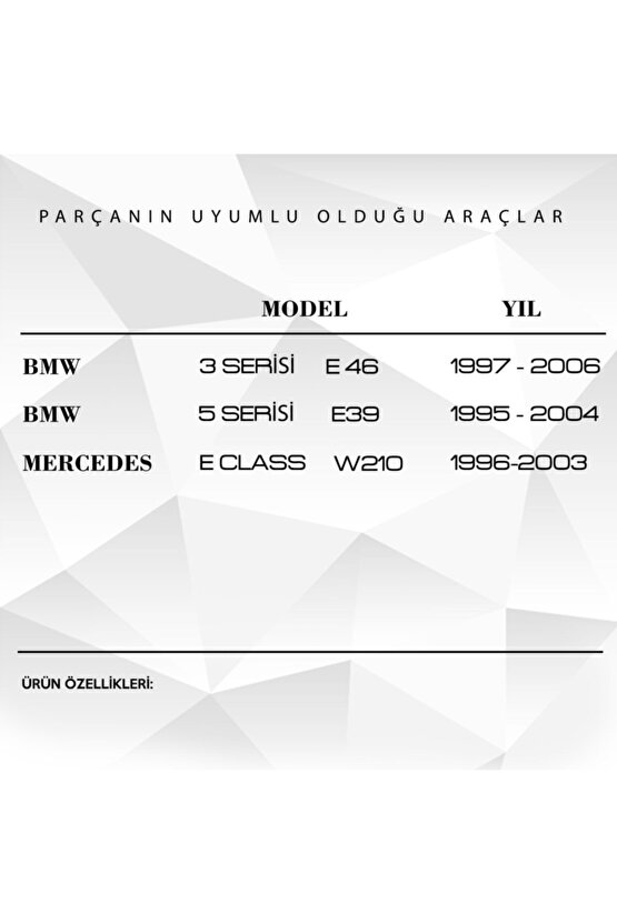 Bmw 5 Serisi E39 Için Arka Perde Motor Tamir Dişlisi