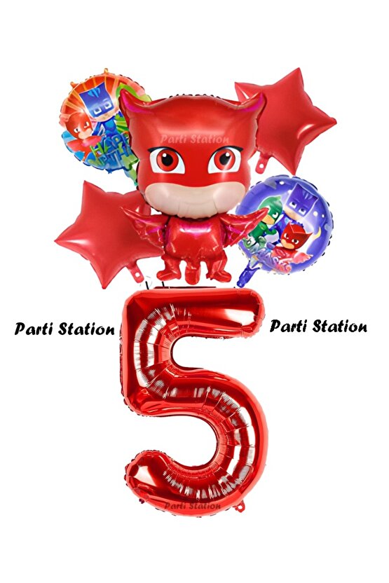 PjMasks Baykuş Kız 5 Yaş Konsept Doğum Günü Balon Set Pijamaskeliler Baykuş Kız Tema Parti Balon Set