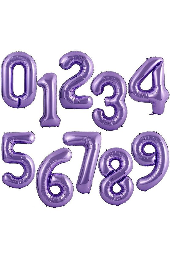 Mor Rakam Balon 4 Yaş Doğum Günü Seti Mor Renk Lila Renk Konsept Yaş Balon Karşılama Seti
