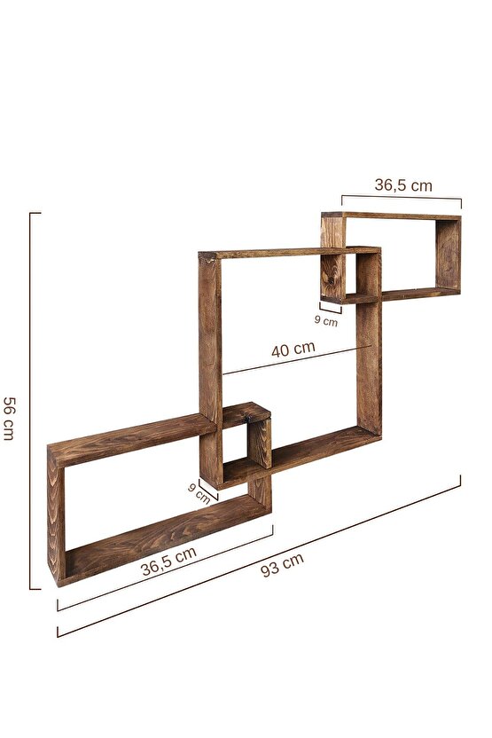 Ahşap Geçmeli Duvar Rafı 3lü