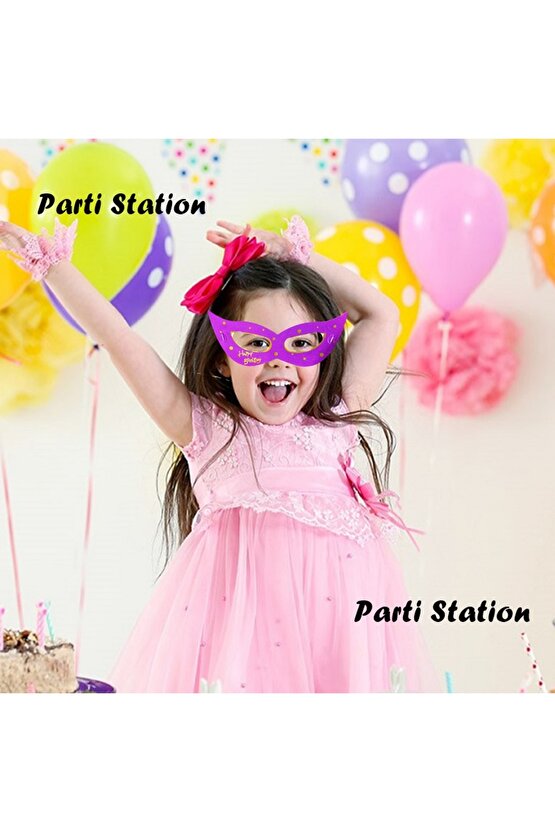 Mor Renk Parlak Happy Birthday Doğum Günü Kağıt Parti Gözlüğü 10 Adet Çocuk Parti Gözlüğü