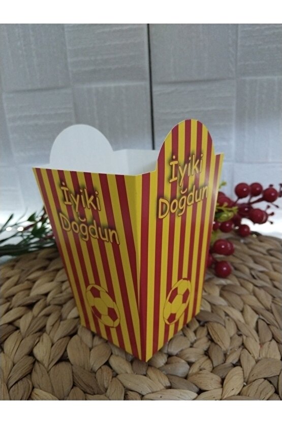 Sarı Kırmızı Karton Popcorn Mısır Cips Kutusu 8 Adet