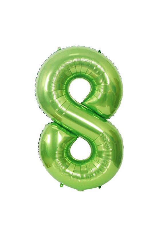 8 Yaş Yeşil Renk Rakam Folyo Balon 8 Sekiz Rakam Yeşil Renk Helyum Uçan Balon 100 Cm Rakam Balon