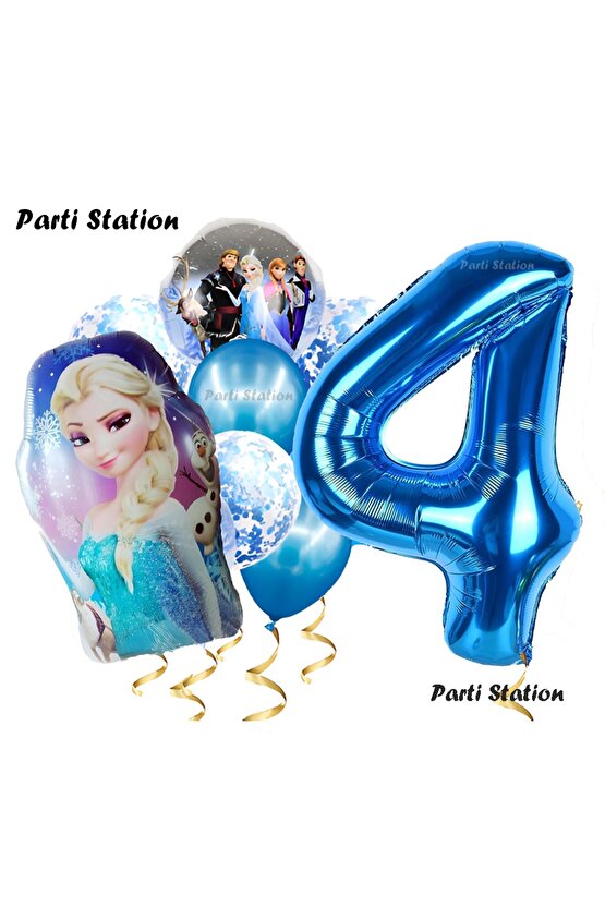 Frozen Elsa 4 Yaş Balon Set Karlar Ülkesi Frozen Elsa Konsept Doğum Günü Parti Helyum Balon Buketi