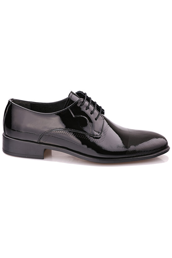 Hakiki Deri Siyah Erkek Klasik Ayakkabı MT098-BLACK SHINY