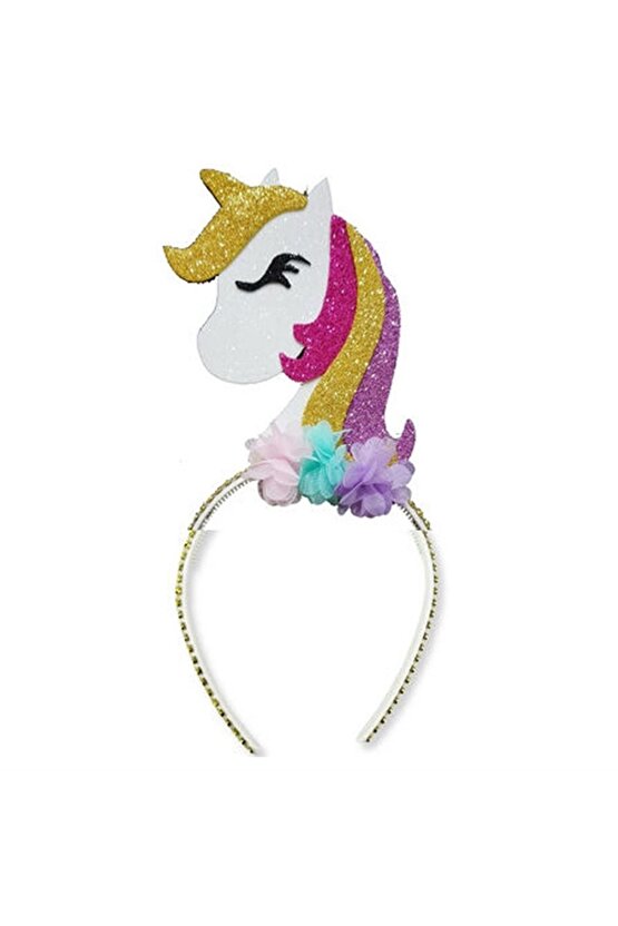 Unicorn Çiçekli Eva Taç Pembe Renk 1 Adet Unicorn Konsept Doğum Günü Parti Malzemeleri