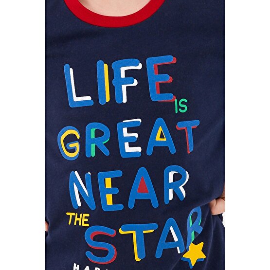 Rolypoly Life Great Near Star Lacivert Erkek Çocuk Uzun Kol Pijama Takım