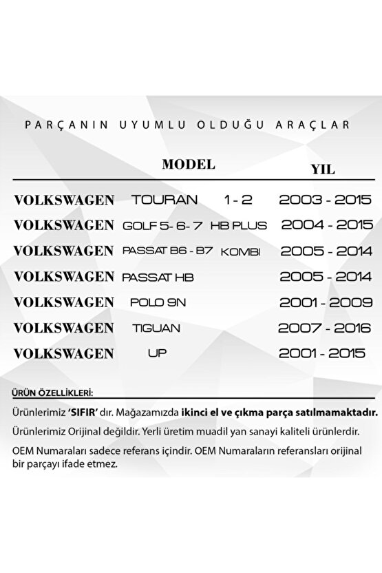 Vw Touran Passat, Polo Golf Tiguan Uyumlu Bagaj Kilit Dişlisi Ve Yayı