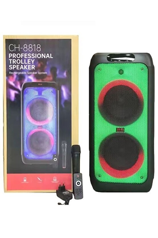 Süper Bass Büyük Boy Bluetooth Hoparlör Led Işıklı Hoparlör Kablosuz Mikrofonlu Karaoke Speaker