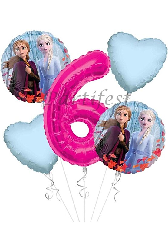 Frozen 6 Yaş Balon Set Elsa Balon Folyo Balon Set Konsept Karlar Ülkesi Doğum Günü Set Yaş Balon