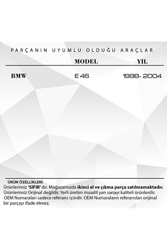 Bmw E46 Için Için Kontak Şaft Kilit Silindir Mili