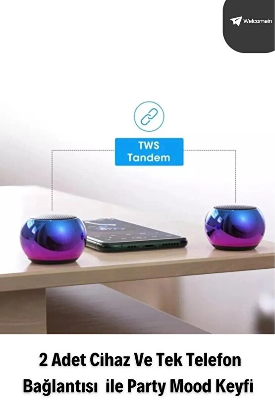 Metal Mini Kablosuz Hoparlör Şarjlı 4w Mini Bluetooth Speaker Tws Özellikli Ses Bombası