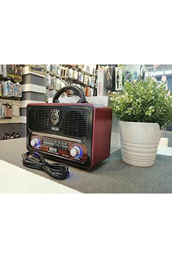 Meier M-111bt Nostaljik Ahşap Retro Fm Radyousbsdbluetooth