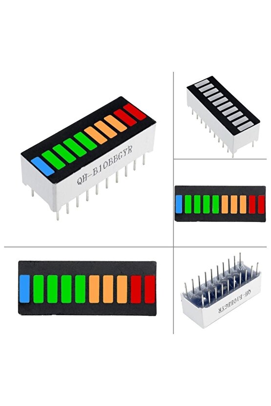 4 Renk Bar Led 10 Segment Akü Batarya Kapasite Doluluk Göstergesi