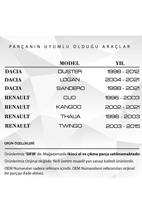 Dacia Duster, Renault Clio Için Hava Filtre Bağlantı Lastiği