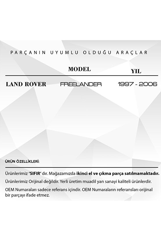 Land Rover Freelander 1 Uyumlu Ön Sol Kapı Cam Tamir Takımı