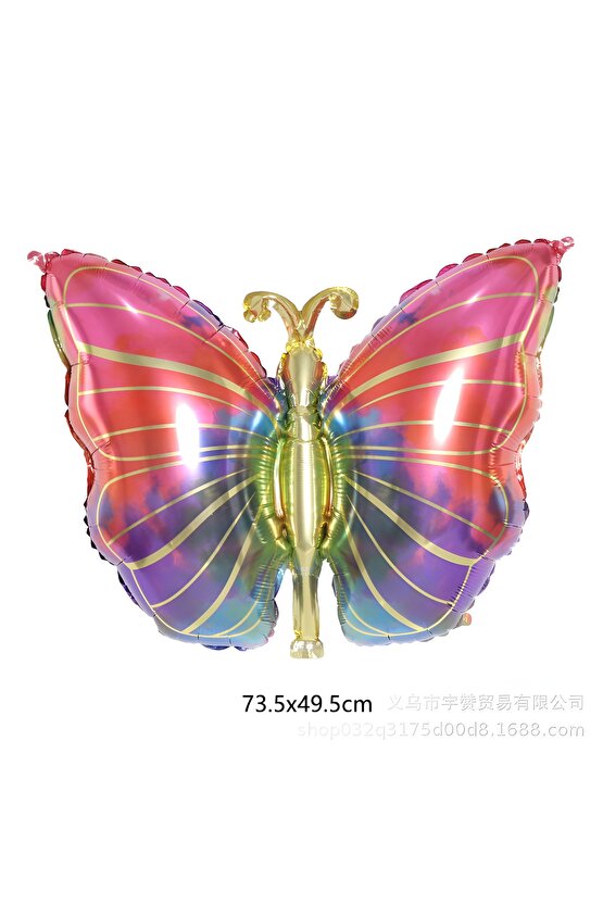 Rengarenk Kelebek 6 Yaş Balon Set Colorfull Butterfly Gökkuşağı Konsept Parti Doğum Günü Balon Seti