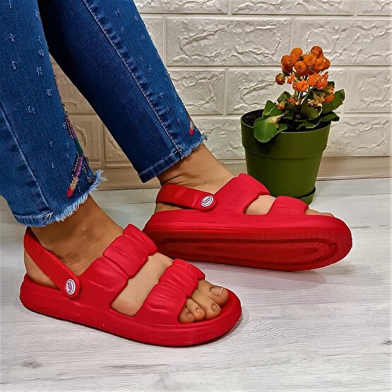 Calx 1260 Kırmızı Hafif Rahat Kadın Terlik & Sandalet