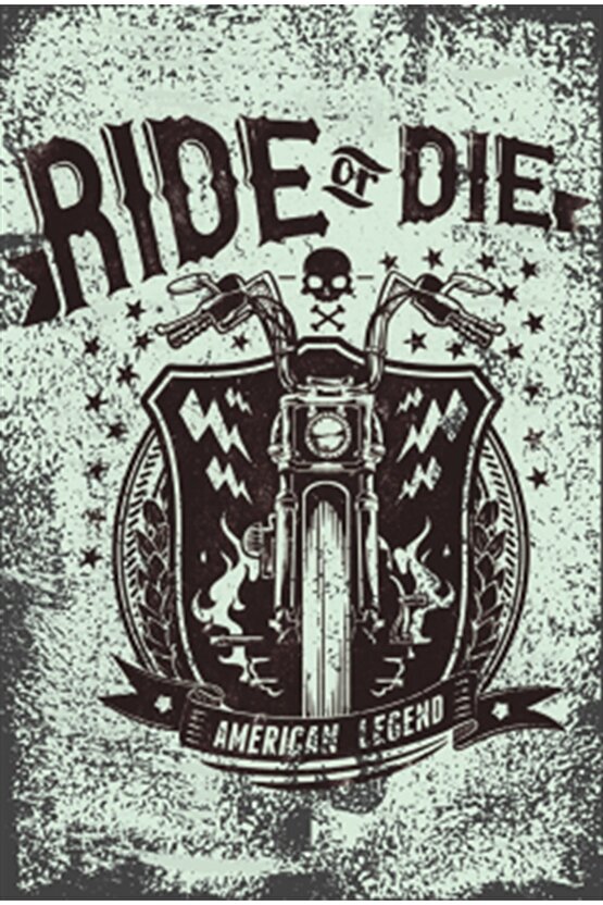 Ride Or Die Amerikan Motor Retro Ahşap Poster