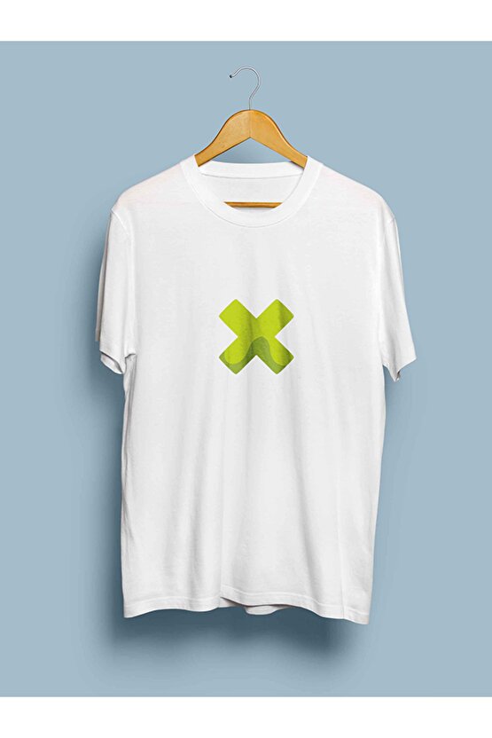 X Baskılı Tasarım Basic Gri Tshirt